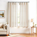 jinchan Linen Curtains Light Filtering Back Tab 50x72 Inch 2 Panels