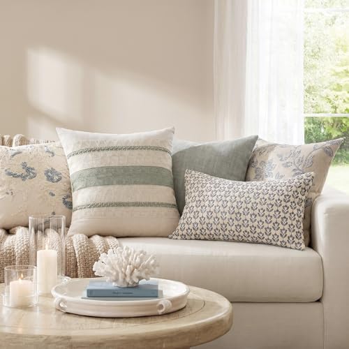 Fancy Homi Set of 2 Sage Green Boho Decorative Throw Pillow Covers