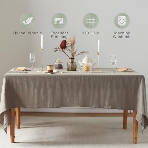 TOSMO 100% Linen Tablecloth, 60 x 108 Inch Rectangle Table Cloth