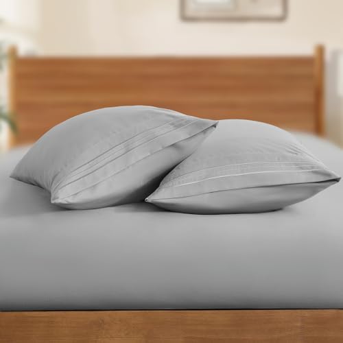 Horbaunal Microfiber Pillowcases Standard Size, Light Grey, 2 Pack