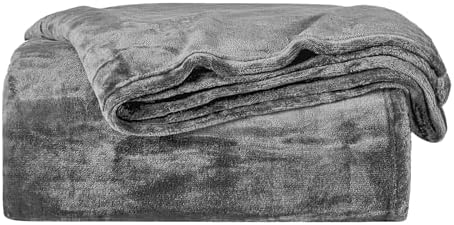 BOURINA Fleece Blanket Flannel Throw Blanket (Grey,Twin Size)