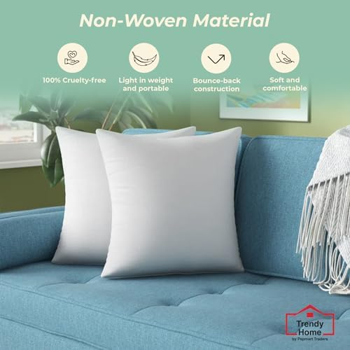 Trendy Home 20x20 Throw Pillow Insert (Set of 4, White) Bed and Couch