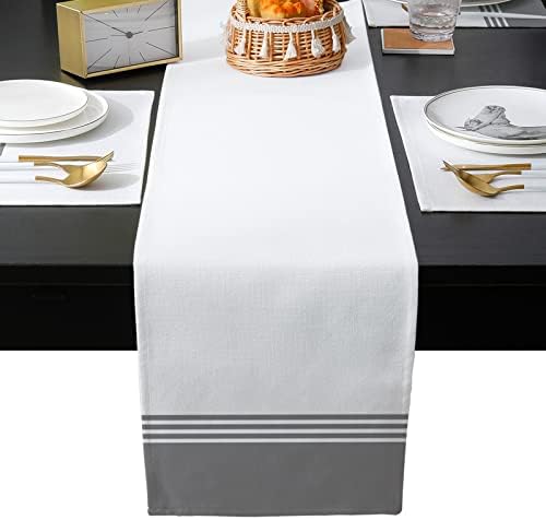 Farmhouse Table Mats Set of 4 With Table Runner 90 Inches Long, Cotton
