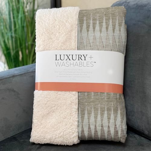 Addison Rugs ASB867 Taupe 50" x 70" Oversized Sherpa Throw Blanket