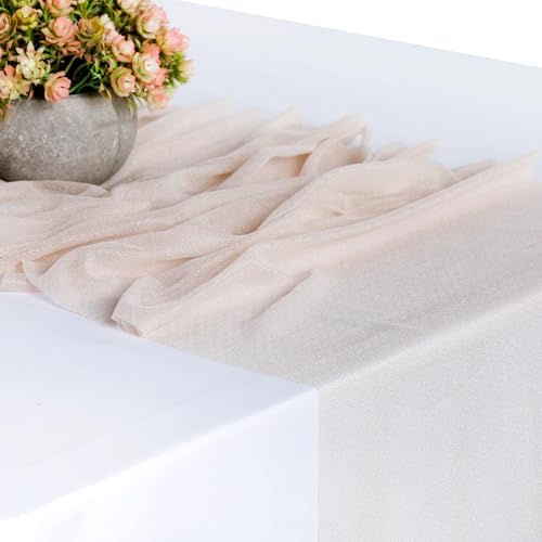Pack of 10 Premium Chiffon Table Runners 12 x 108 Inch - Nude