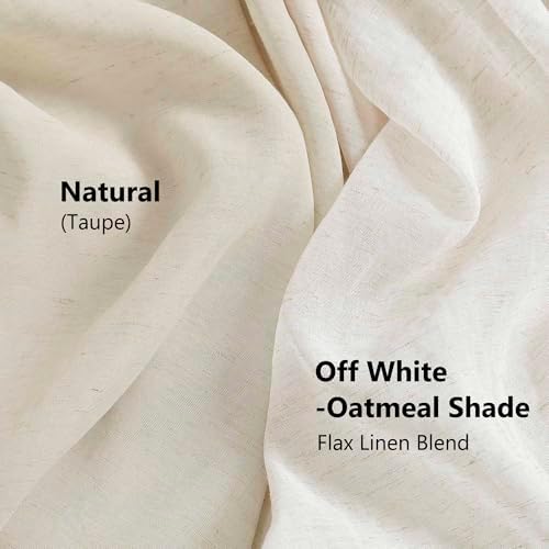 Flax Linen White Sheer Curtains for Living Room Bedroom Natural