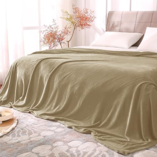 BEDELITE Fleece Blanket Soft Plush King Bed Blanket Light Camel