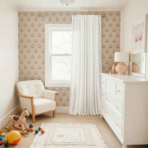 Cream Colored Shabby Chic Curtains 84 inches Long 2 Panel Set for