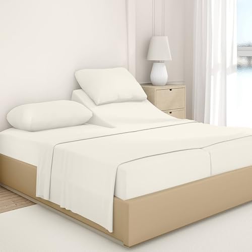 Split King 100% Egyptian Cotton Sheet Set Ivory