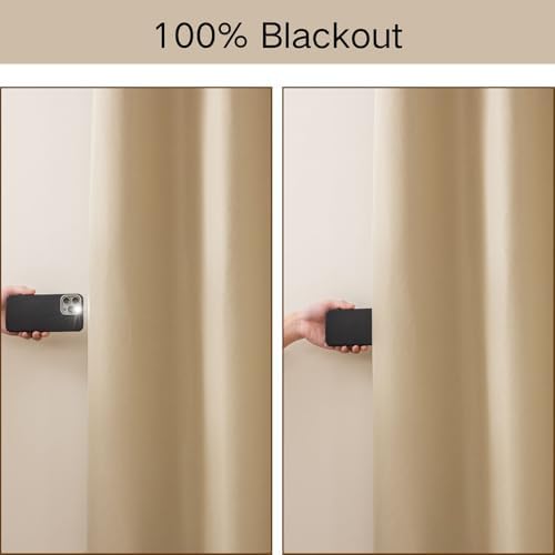 100% Blackout Curtains 72 inches Long 2 Panels Set for Living