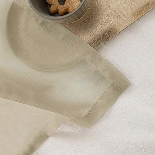 MIULEE 2 Panels Solid Color Beige Sheer Curtains Elegant Grommet