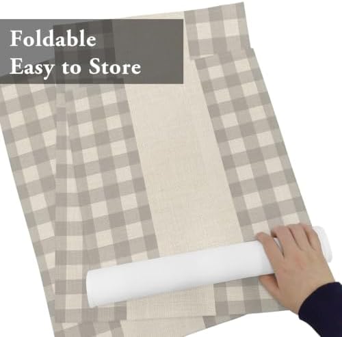 Retro Grey Placemats Set of 8, Cotton Linen Fabric Place Mats