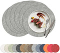 Placemats Set of 6, 15 Inch Round Faux Leather Place Mats