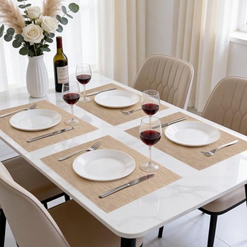 Timeet Placemats Set of 8, Heat Resistant Non-Slip Place Mats, Durable