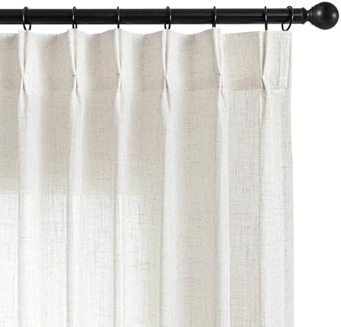 Joydeco Pinch Pleated Linen Curtains 96 Inch Long 2 Panel Set for