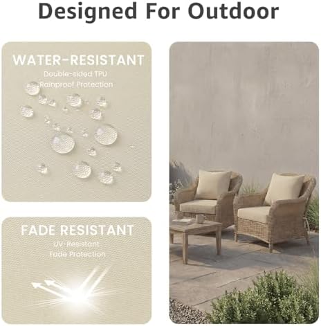PatioGlow Outdoor Seat Cushion Set, 24" x 24" x 3.5", Set of 2