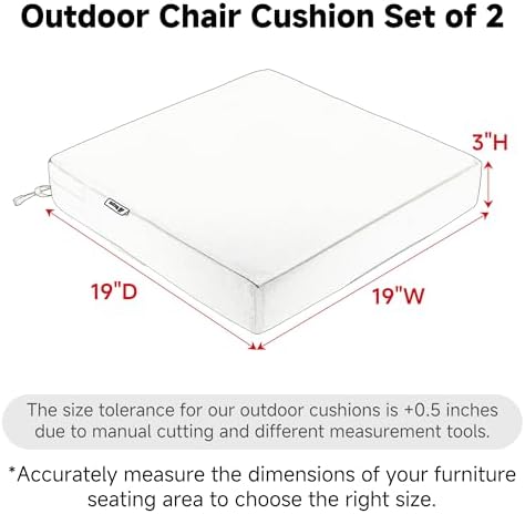 Favoyard Patio Chair Cushions 19 x 19 x 3 Inch Waterproof Outdoor Seat
