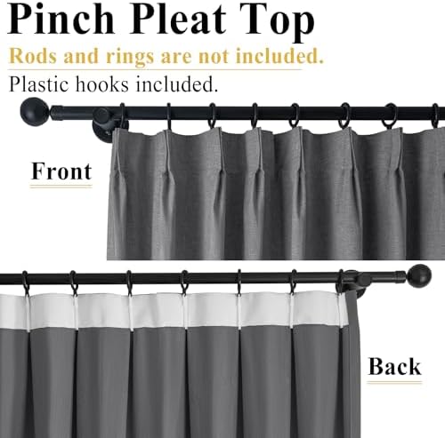 Frelement 100% Blackout Curtains 2 Panels, Room Darkening Drapes for