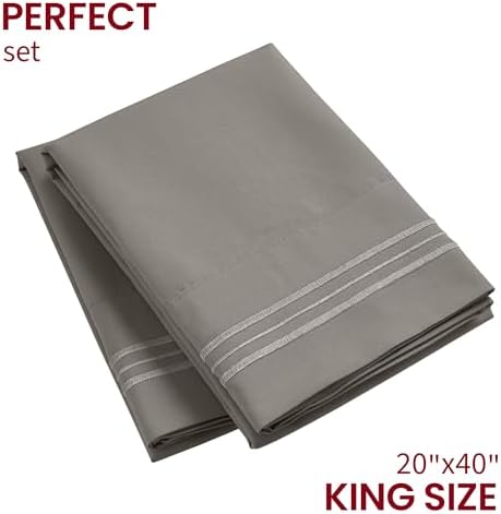 Mellanni Iconic Pillowcases Set of 2 (King, Taupe)