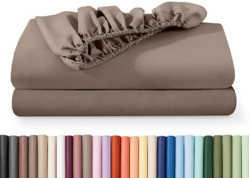Bare Home 2-Pack Fitted Sheet 1800 Ultra-Soft (Queen, Taupe)