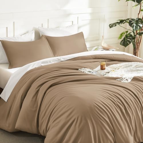 Litanika Taupe King Comforter Set, 3 Pieces Lightweight Solid Bed Set