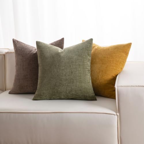 Aegero Pack of 2 Chenille Decorative Throw Pillow Covers 18x18 Inch