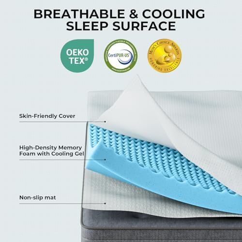 OhGeni3 Inch Cooling Queen Size Gel Memory Foam Mattress Topper