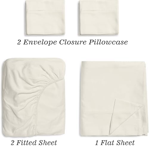 Split King 100% Egyptian Cotton Sheet Set Ivory