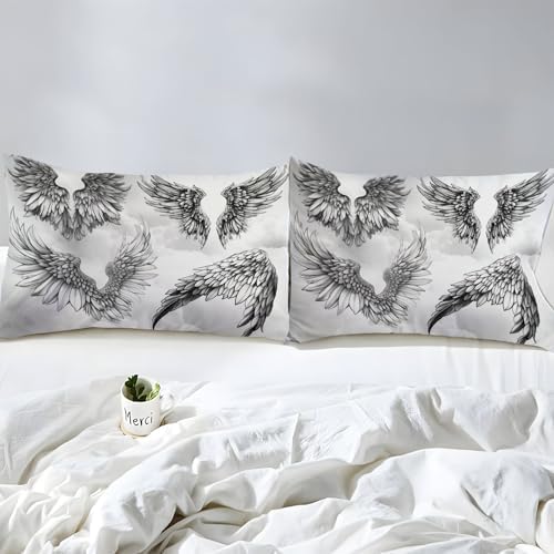 Fitted Sheet 3 Pieces Twin XL Size White Gray, Deep Pocket for 8" to