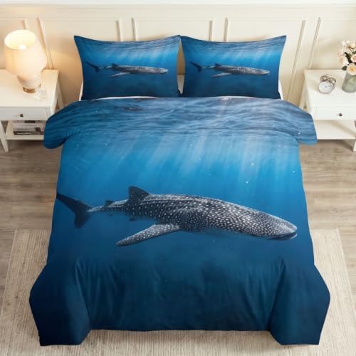 King Duvet Cover Set Soft Microfiber Animals Whale Shark