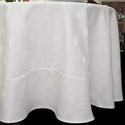 Solid White Jacquard 90 inch Round Table Cloth