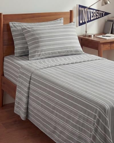 CGK Twin XL 4 Piece Sheet Set - College Dorm Room - Grey Stripes