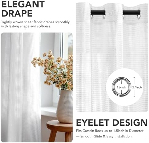 Deconovo Light Filtering Sheer Curtains 108 Inches Long for Living