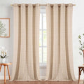 jinchan Boho Linen Curtains Light Filtering 96 Inch Back Tab 2 Panels