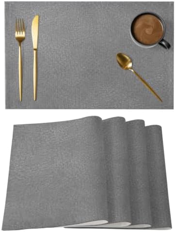 Gray Grain Texture Placemats Set of 8, Vintage Industrial Ash Solid