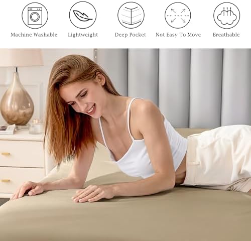 FreshCulture Pure Cotton Fitted Sheets Twin XL Size, 300 Thread Count