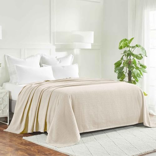 Diamond All-Season Cotton Blanket, Soft Breathable Diamond Weave Bed