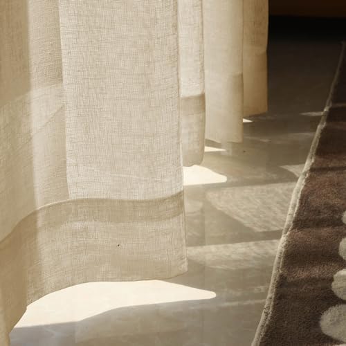 Fcosie Grommet Top Linen Textured Sheer Drape 84 Inches Long for