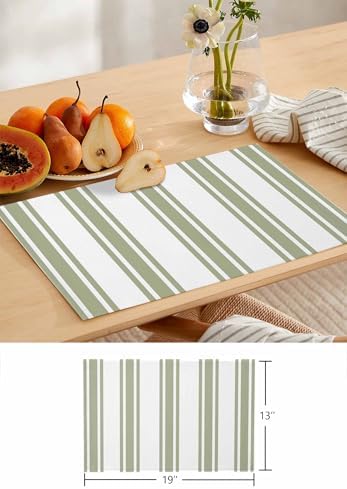 Strip Table Runner and Placemats Set of 4 Rustic Farmhouse Strip Green