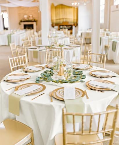 10 Packs 90 Inch Ivory Round Polyester Tablecloths