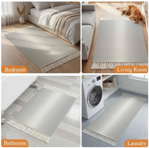 Grey Ombre Hallway Runner Rug 2'x5', Aesthetic Art Farmhouse Gradient