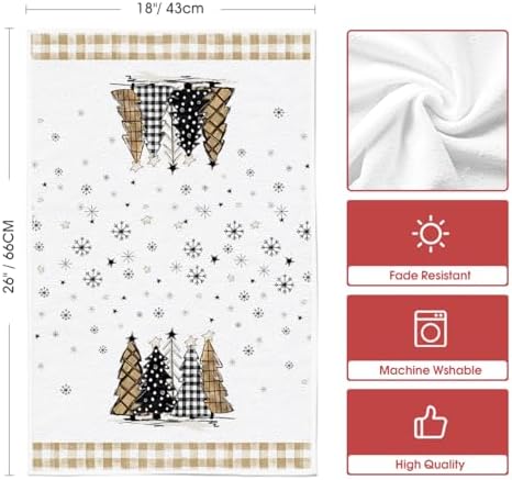 Artoid Mode Brown Plaid Christmas Kitchen Towels Set of 2 18x26 Inch