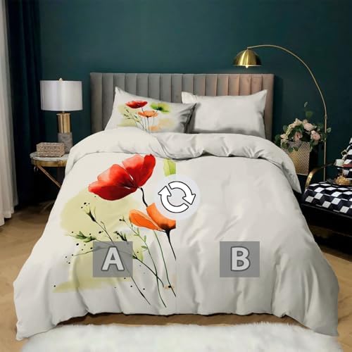 King Size Gray Duvet Cover 3 Pieces Set 102 x 91 inches, Watercolor