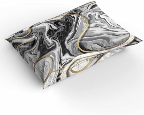 Duvet Cover Set Queen, Abstract Gray Gold Marble Texture 3 Piece