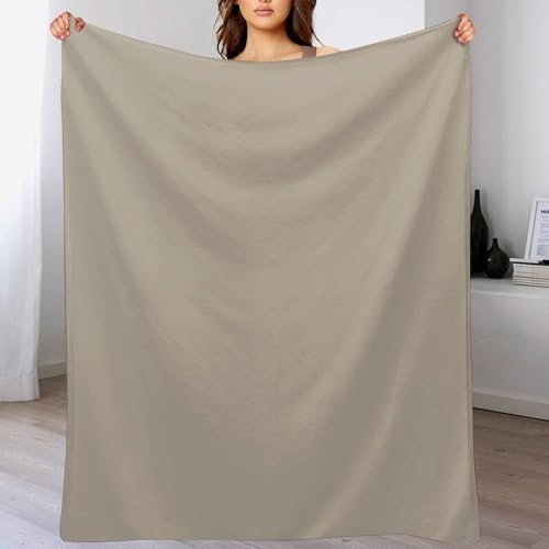 Soft Plush Throw Blankets, Taupe Brown Tan Solid Trend Color Blankets