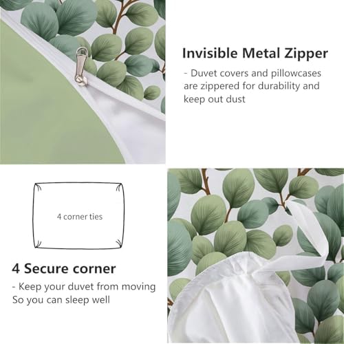Duvet Cover Queen Size - Reversible Eucalyptus branches Duvet Cover