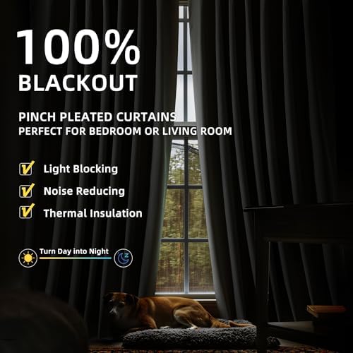 ChrisDowa Ivory Blackout Curtains 108 Inches Long 2 Panels for Bedroom