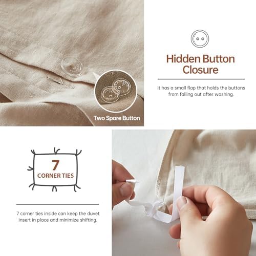 Simple&Opulence French Linen Duvet Cover Set 88" x 92"- 5 Pieces