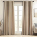 Topfinel Blackout Linen Blend Curtains 84 inch Long 2 Panels,Back Tab