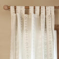 Tab Top Farmhouse Cream Cottage Core Patterned Linen Curtains 84 Inch